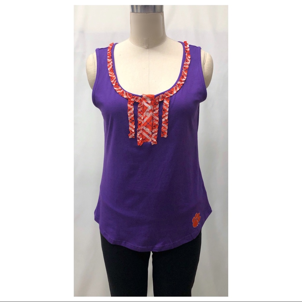 Clemson University Tartan Plaid Trim Tank Top